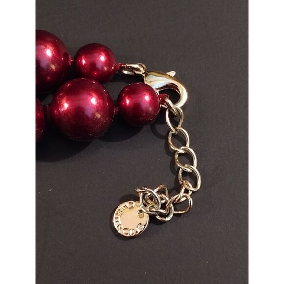 Charter Club Signed Cranberry Red Bead Necklace Choker‎ - Picture 3 of 4